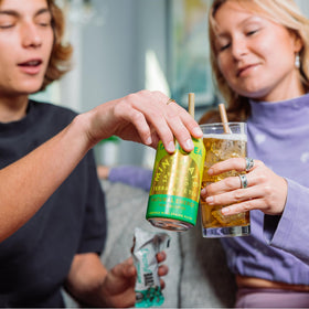 Tama Tea Rosé sparkling yerba mate can with bright aroma