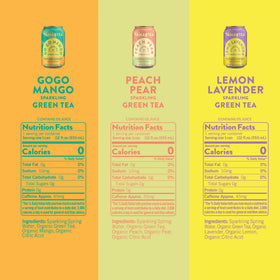 Tama Tea unsweetened sparkling green tea can with lemon-lavender flavor, crisp finish.