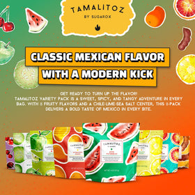 Tamalitoz Cucumber candy with chile-lime center, adventurous flavor bite.
