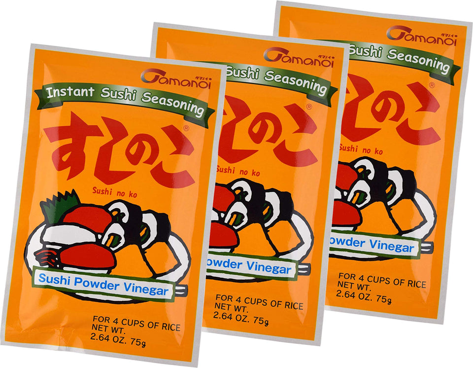 Tamanoi Sushinoko three-pack bottles for easy sushi rice seasoning at home.