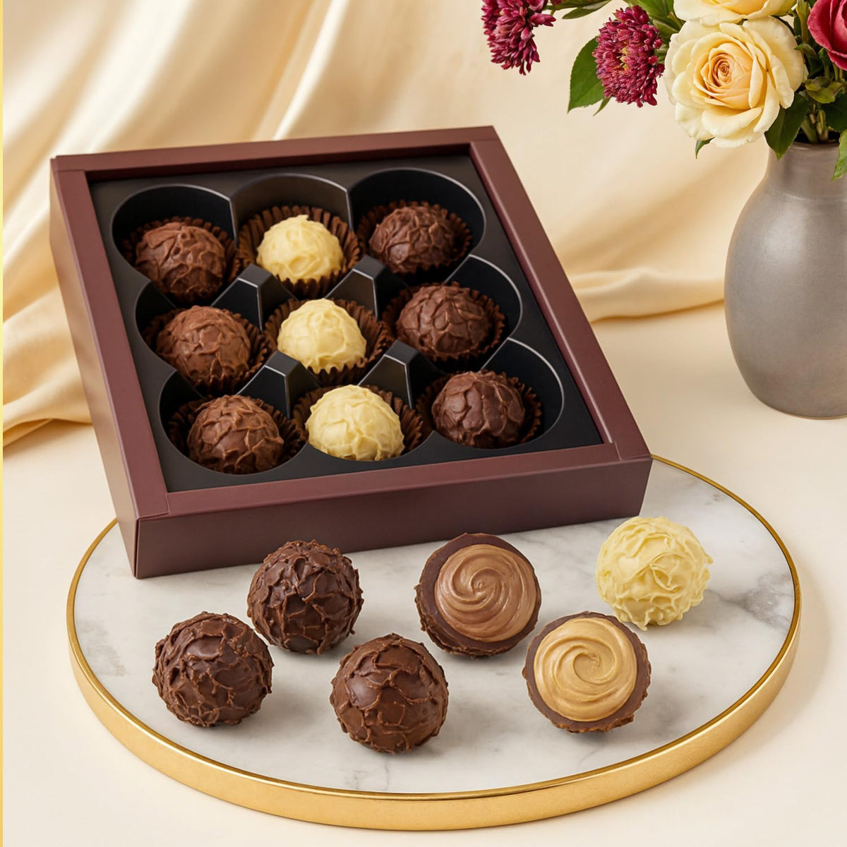 TAMMZEE serving plate with truffles, ideal for sharing with loved ones