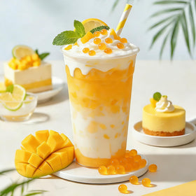 T&Tea Mango popping boba pearls packaging front, ready for gifting.