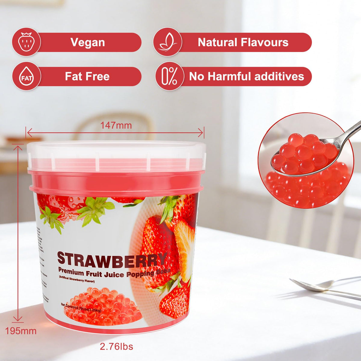 T&Tea Strawberry Popping Boba Pearls elevate desserts with natural color and flavor