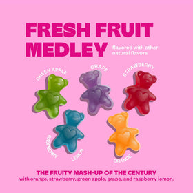 Close-up of chewy texture from Tandy Belly Bears probiotic gummies.