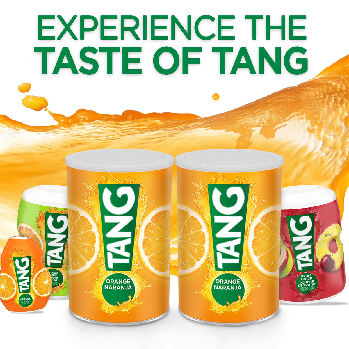 Dissolving Tang Orange powder into water for a refreshing beverage.