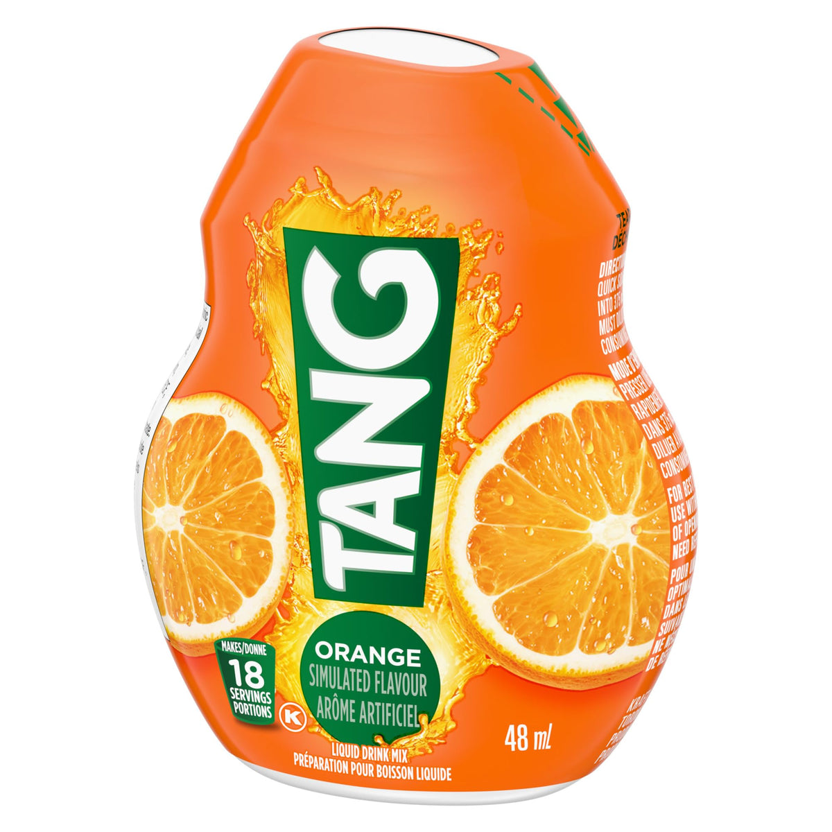 Pack of Tang Orange Liquid Drink Mix bottles for easy bulk refreshment.