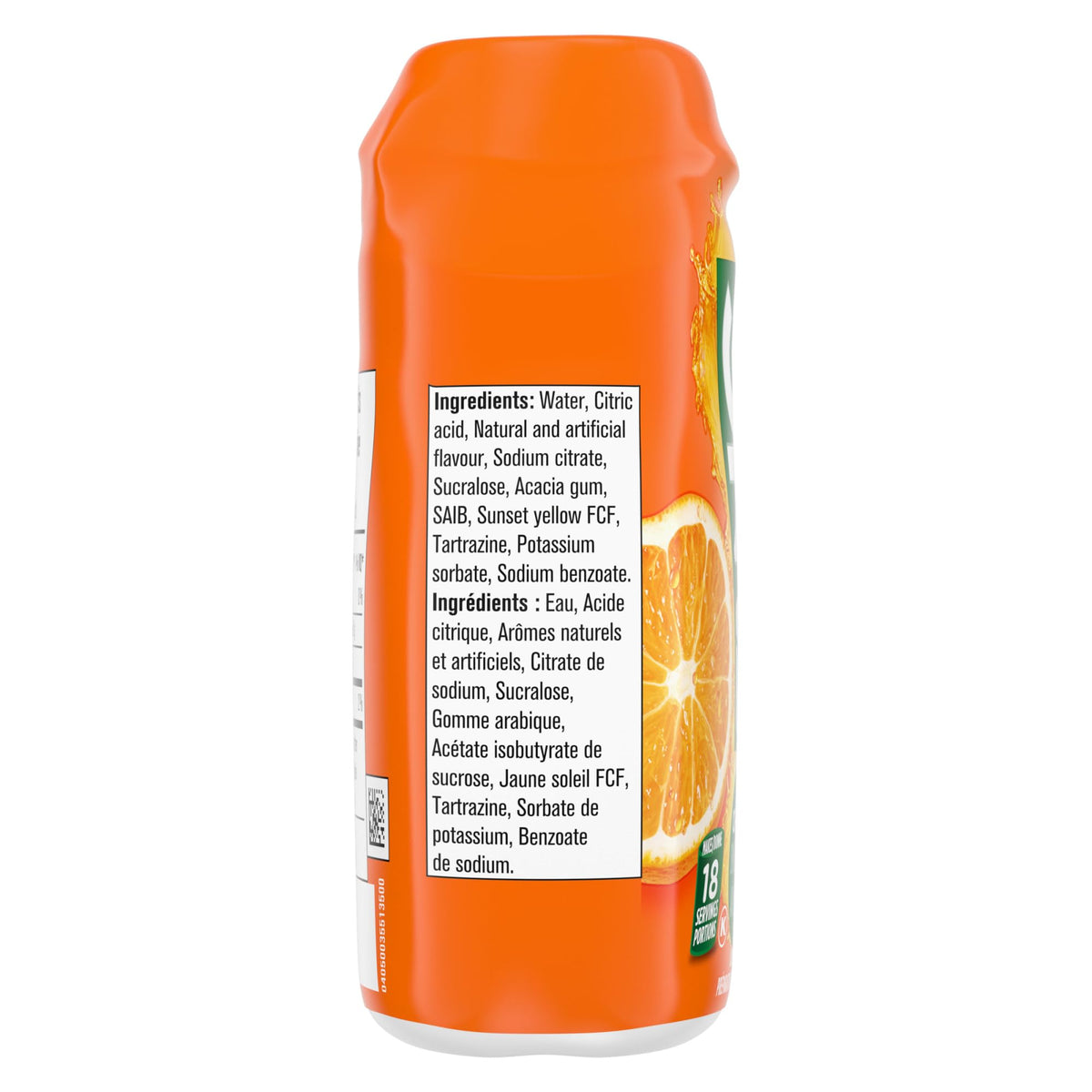 Tang Orange Liquid Drink Mix offers zero calories per serving.