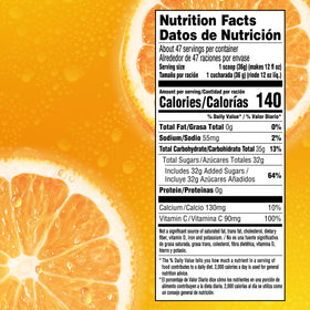 Tang Orange drink mix scoop inside container for precise measurements.