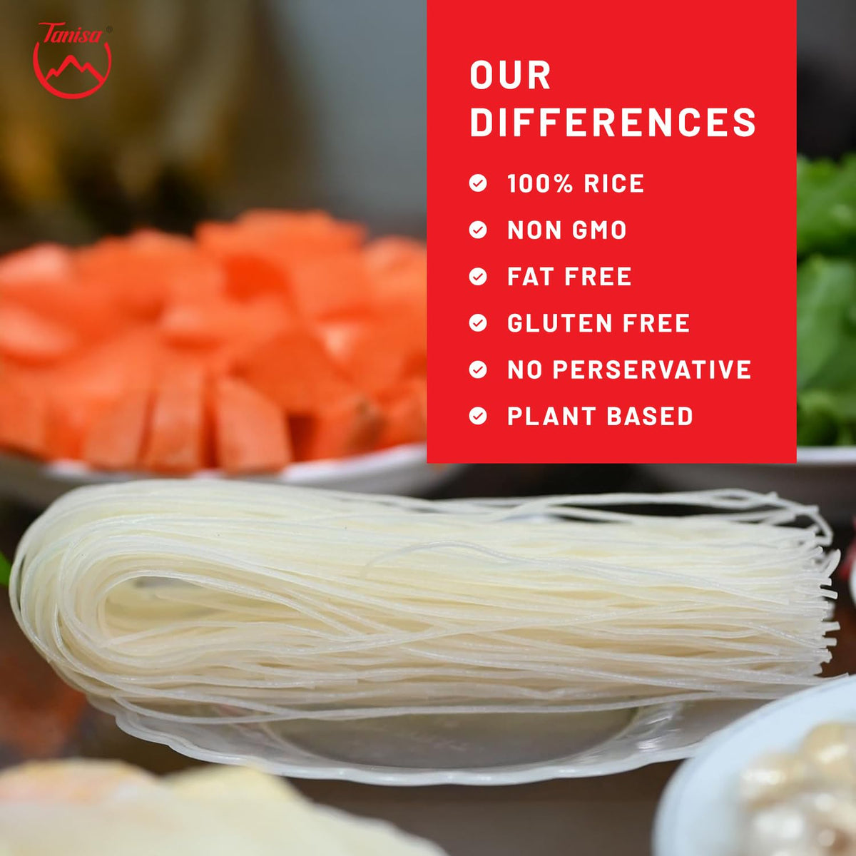 Pad Thai stir-fry with TANISA vermicelli for balanced chewiness.