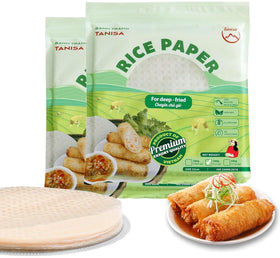 Tanisa rice paper wrappers in 22cm round packs for easy meal prep.
