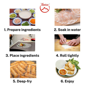 Tanisa rice paper wrappers ideal for fresh spring rolls with shrimp and herbs.