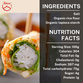 Tanisa gluten-free wrappers crafted from rice flour and tapioca starch.