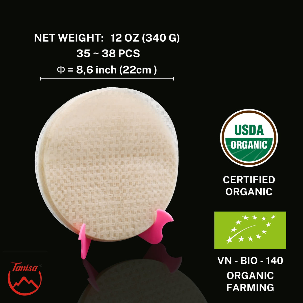 Tanisa rice paper wraps raw sheets ideal for easy, fresh rolls.