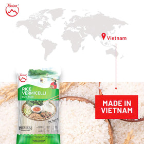 Close-up TANISA vermicelli texture reveals delicate, thin strands.