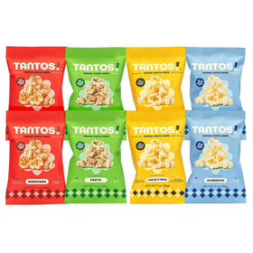 Tantos Puffed Pasta Chips Marinara bag with rich tomato notes and crisp texture