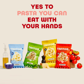 Tantos Puffed Pasta Chips Oven-Crisp Closeup – airy texture