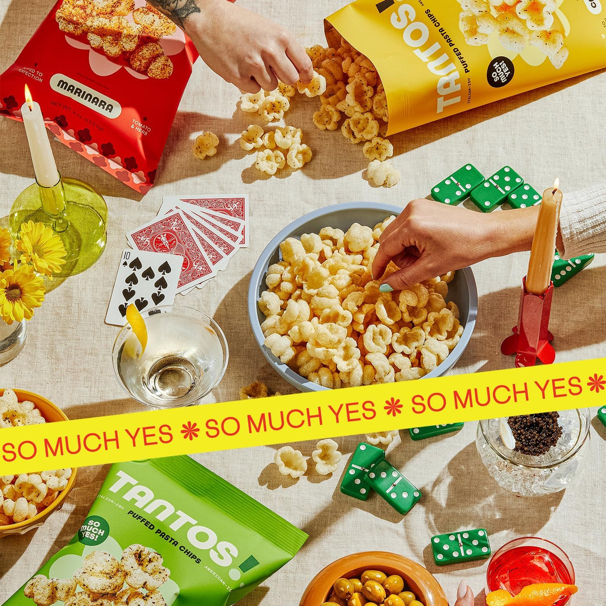 Tantos Puffed Pasta Chips Platter – shareable, chef-inspired flavor