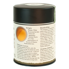 Closeup of jasmine pearls, The Tao of Tea, highlighting premium craft and aroma.