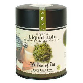 The Tao of Tea Liquid Jade Powdered Matcha tin ready for ceremonial drinks.