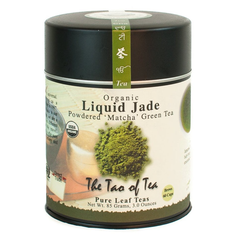 The Tao of Tea Liquid Jade Powdered Matcha tin ready for ceremonial drinks.