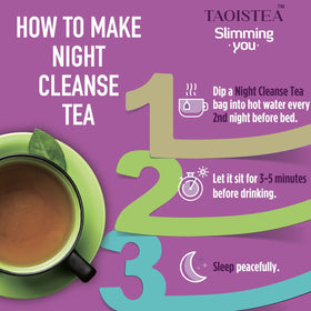 TAOISTEA Night Cleanse Tea ingredients with pu’erh and senna.