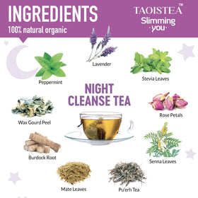TAOISTEA Night Cleanse Tea sachets ready for a gentle cleanse.
