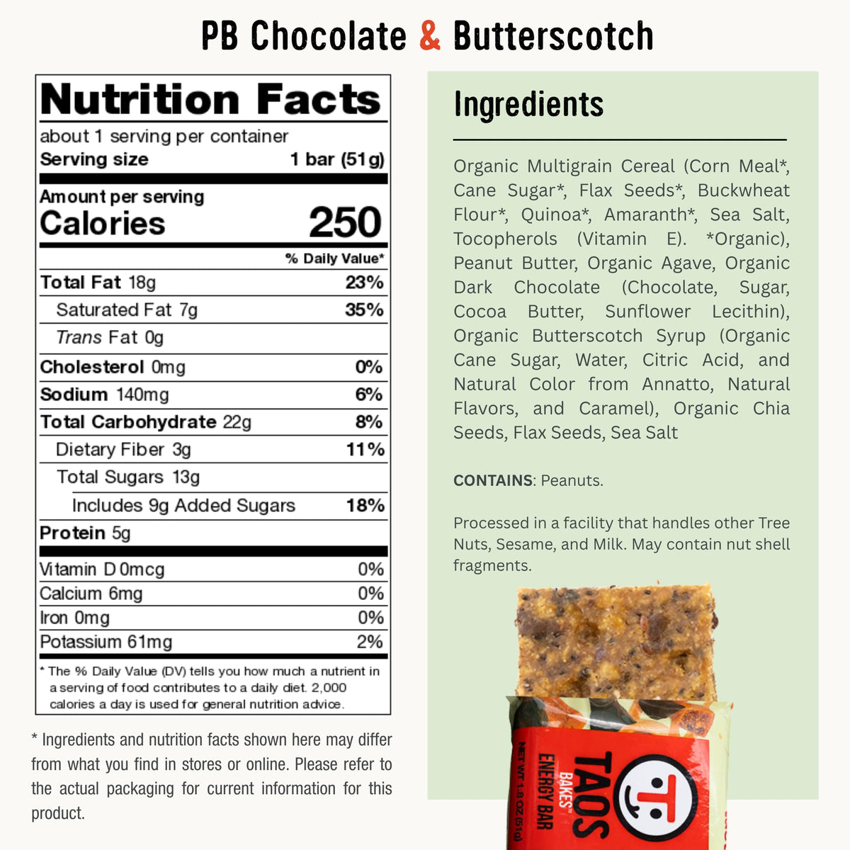 Taos Bakes peanut butter chocolate bar closeup, creamy texture and rich flavor