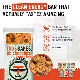 Taos Bakes Nut blend bar with cashews, pistachios, pecans, and walnuts.