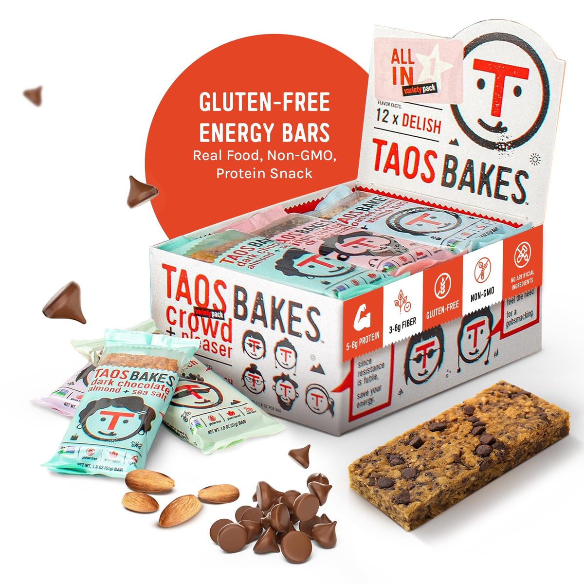 Taos Bakes Toasted Coconut Vanilla Bean bar blends tropical flavor with fiber.