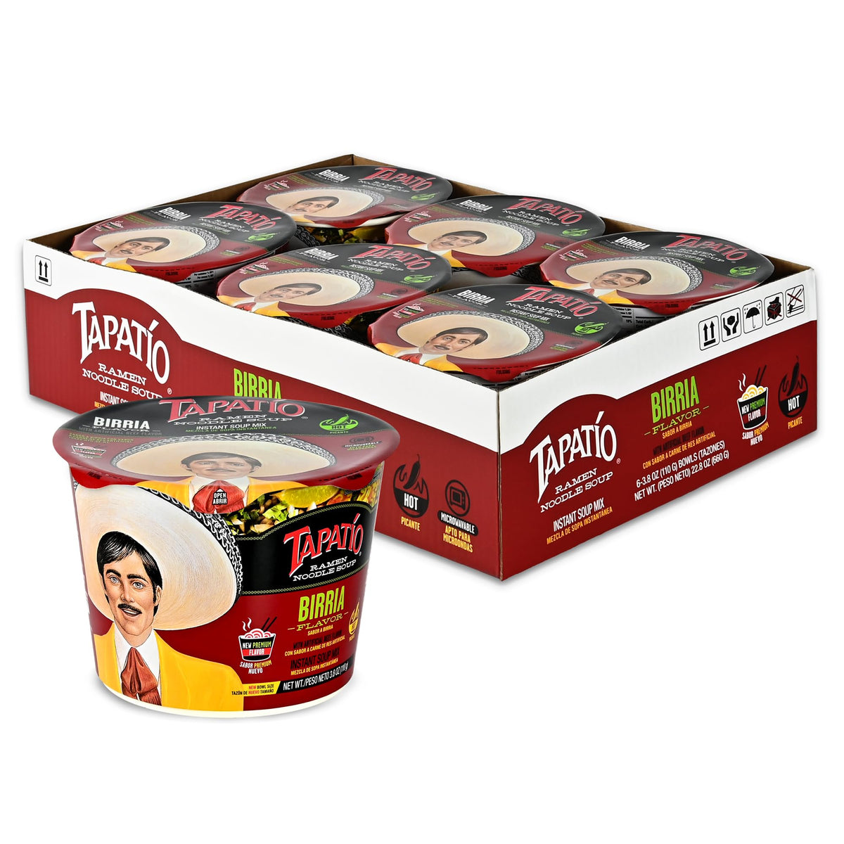 Tapatio Ramen Noodle Soup birria bowl steaming showing bold flavor aroma