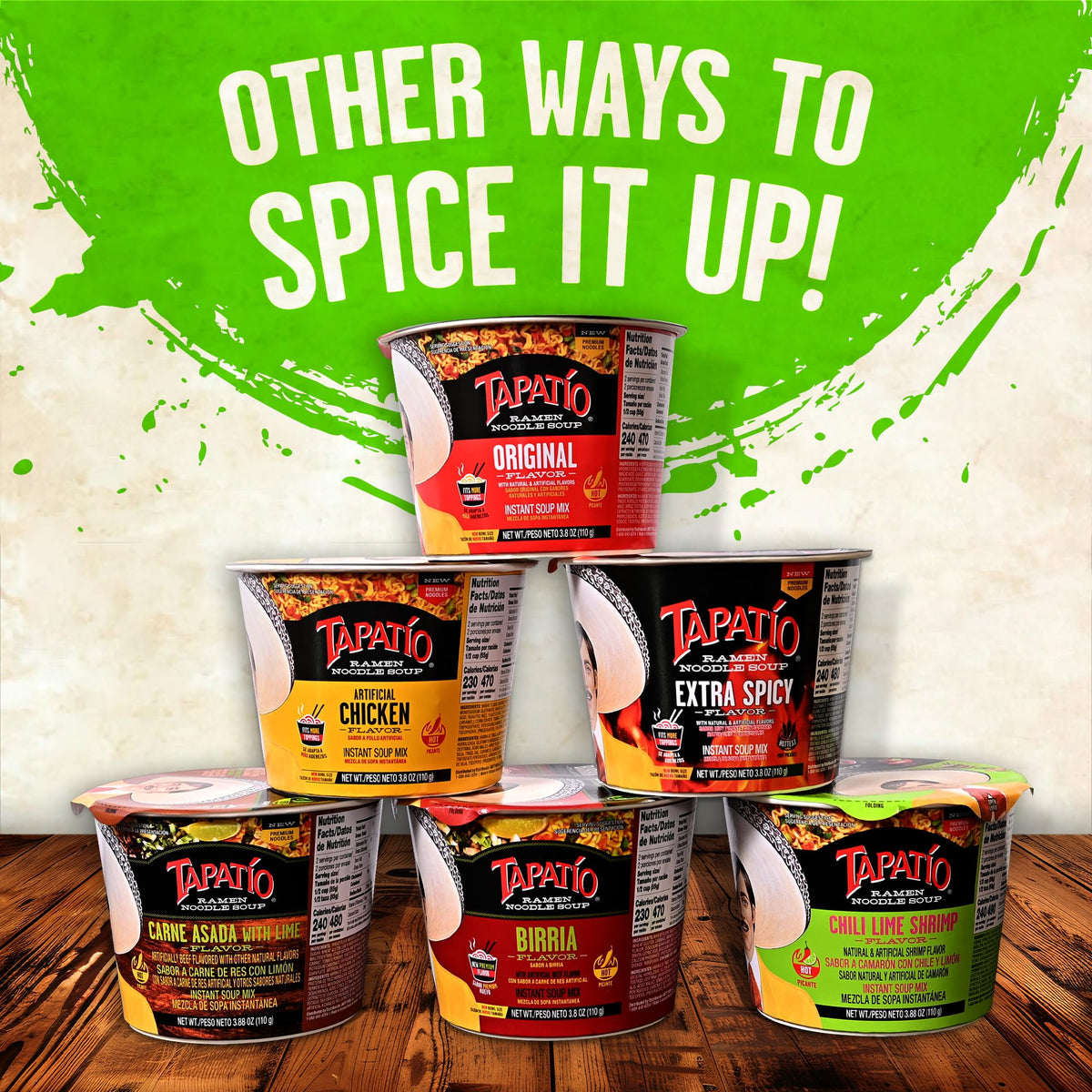 Tapatio Ramen six-pack packaging, convenient multi-pack for quick meals.