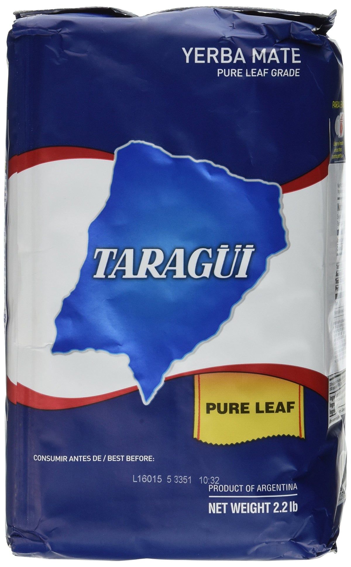 Taragui Sin Palo yerba mate despalada 2.2 lb pack for a smooth, balanced infusion.