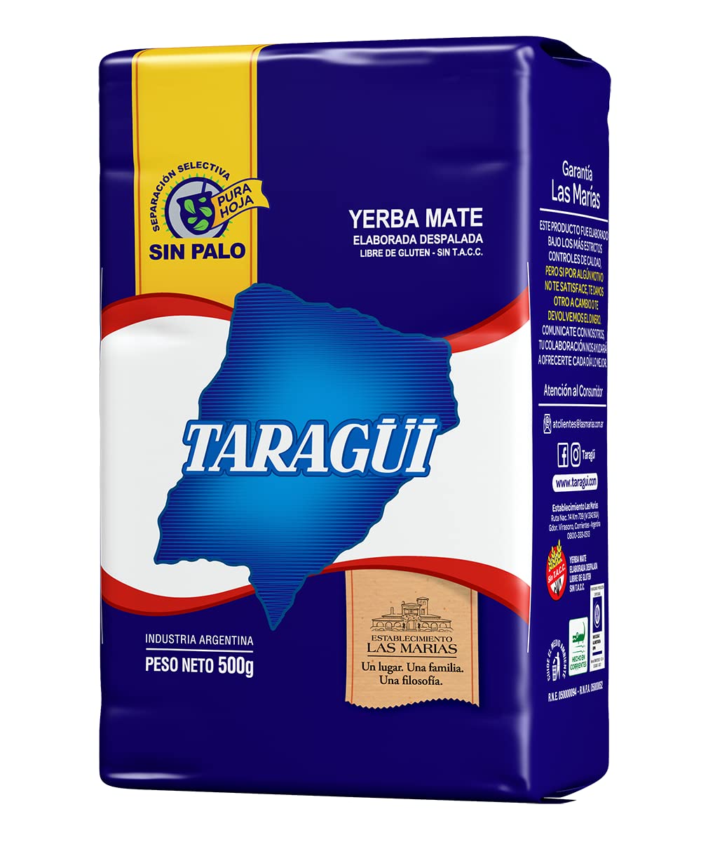 Taragüi Yerba Mate No Stems blue pack supports daily ritual energy.