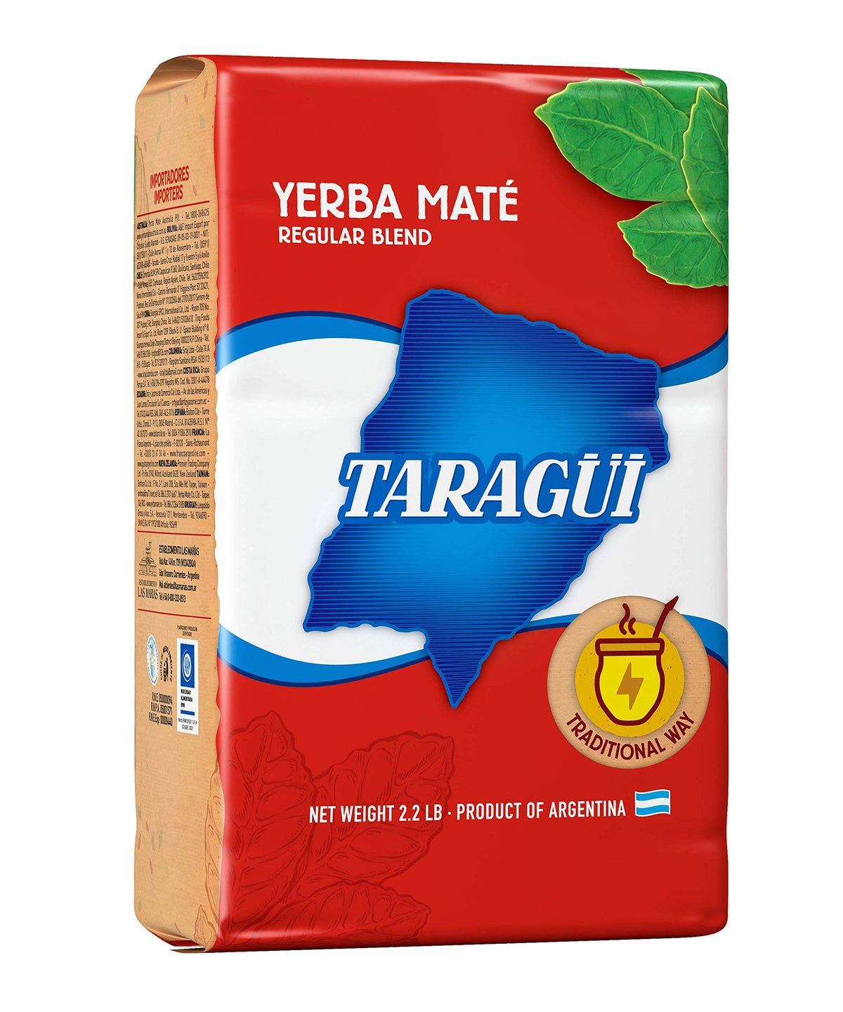 Taragüi Yerba Mate Original with stems bag front view for natural energy boost