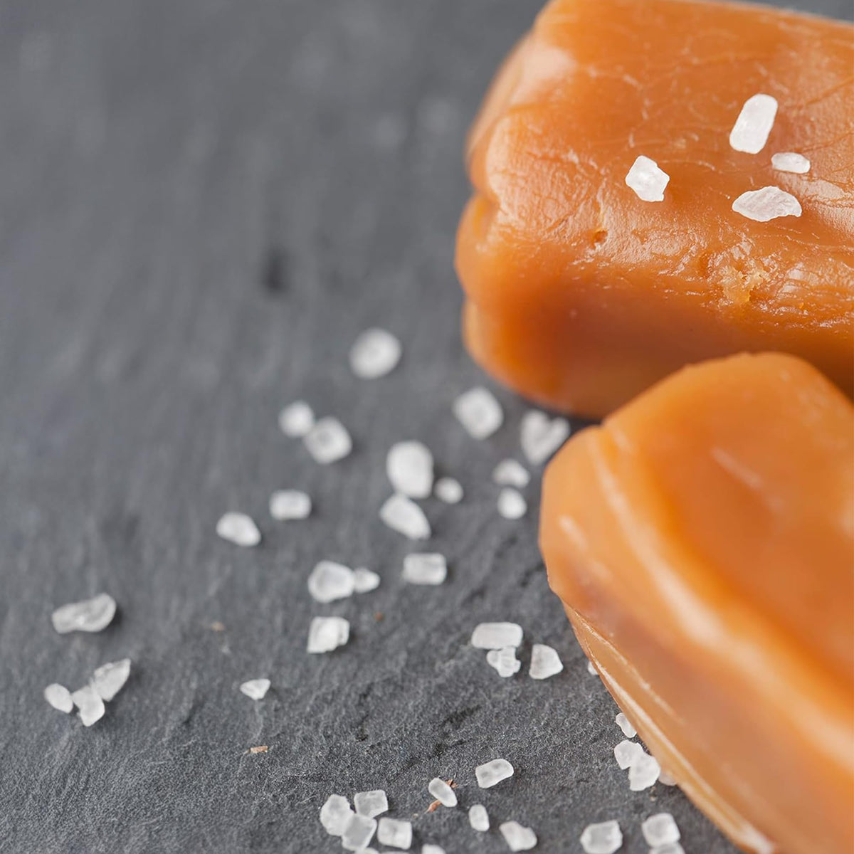 Taras Gourmet Sea Salt Caramels on shelf evoke nostalgic, premium candy experience.