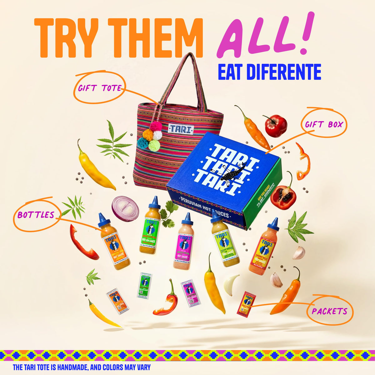 Tari hot sauce burger topping adds vibrant color and heat.