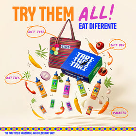 Tari hot sauce burger topping adds vibrant color and heat.