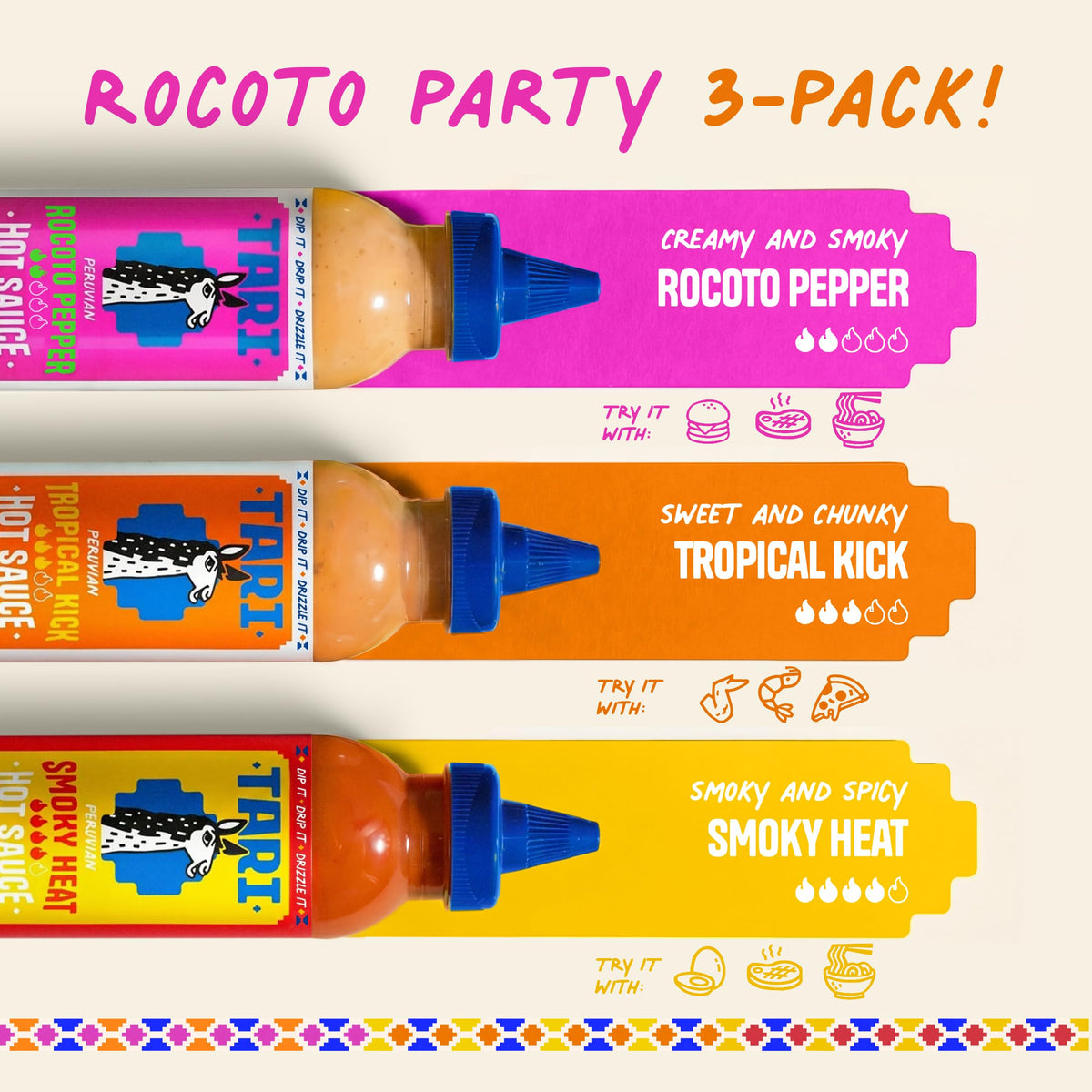 Tari hot sauce smoky-heat bottle offers bold, balanced spice for eggs.