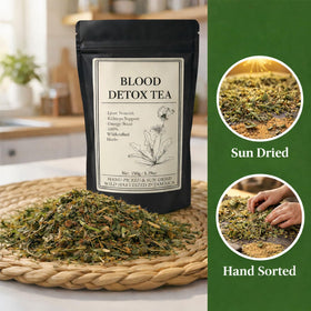 Tarlyrano herbal blend close-up reveals dandelion and burdock aromas.