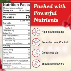 Tart is Smart Montmorency cherry juice concentrate bottle back with nutrition details