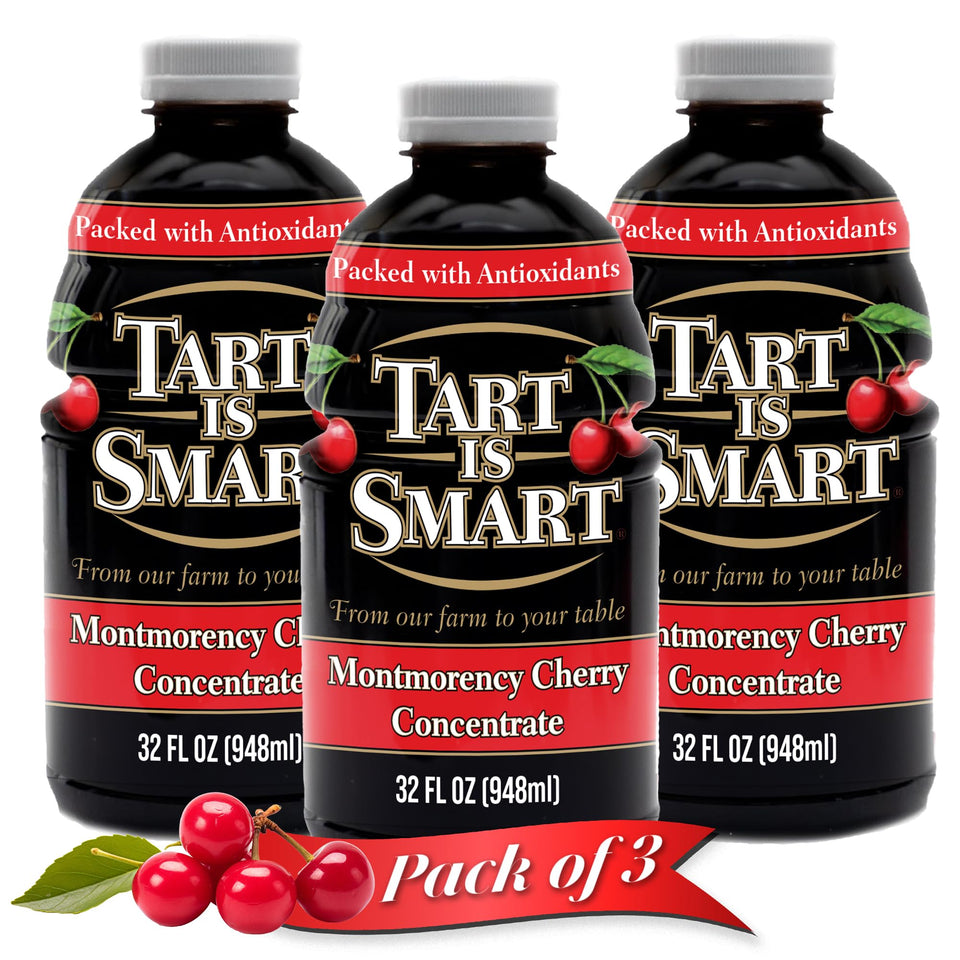 Tart is Smart Montmorency tart cherry juice concentrate bottle front showing bold flavor and antioxidants