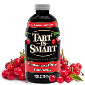 Tart is Smart Montmorency cherry juice concentrate bottle with antioxidant-rich content.