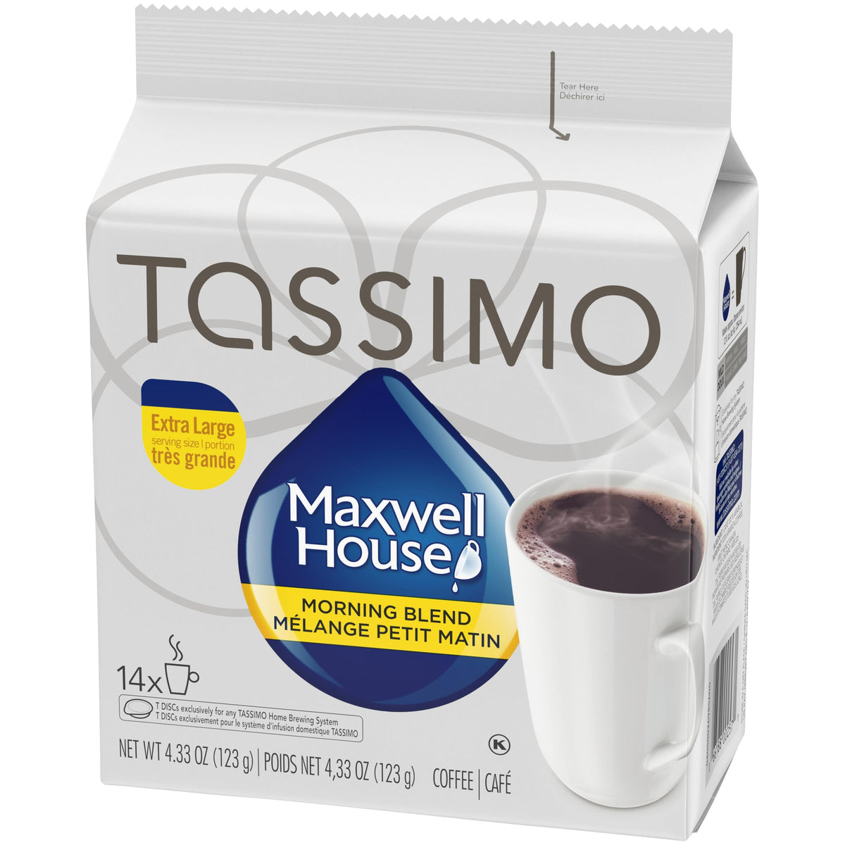 Canada-import label on Maxwell House Morning Blend package signaling authentic origin