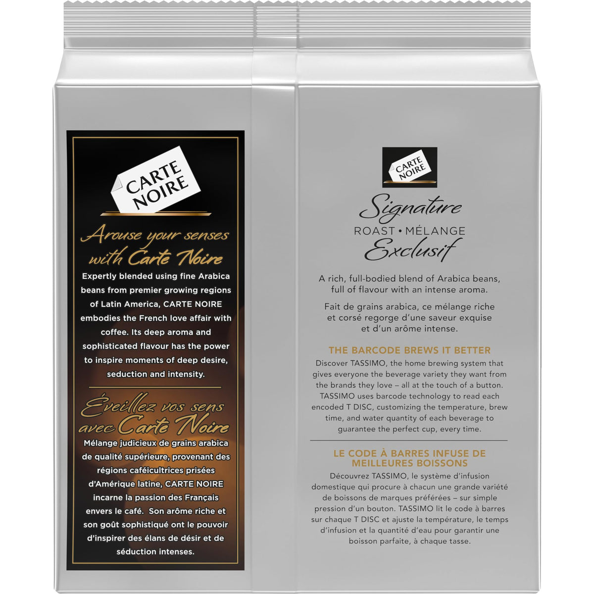 Tassimo Carte Noire Signature Roast brand label closeup.
