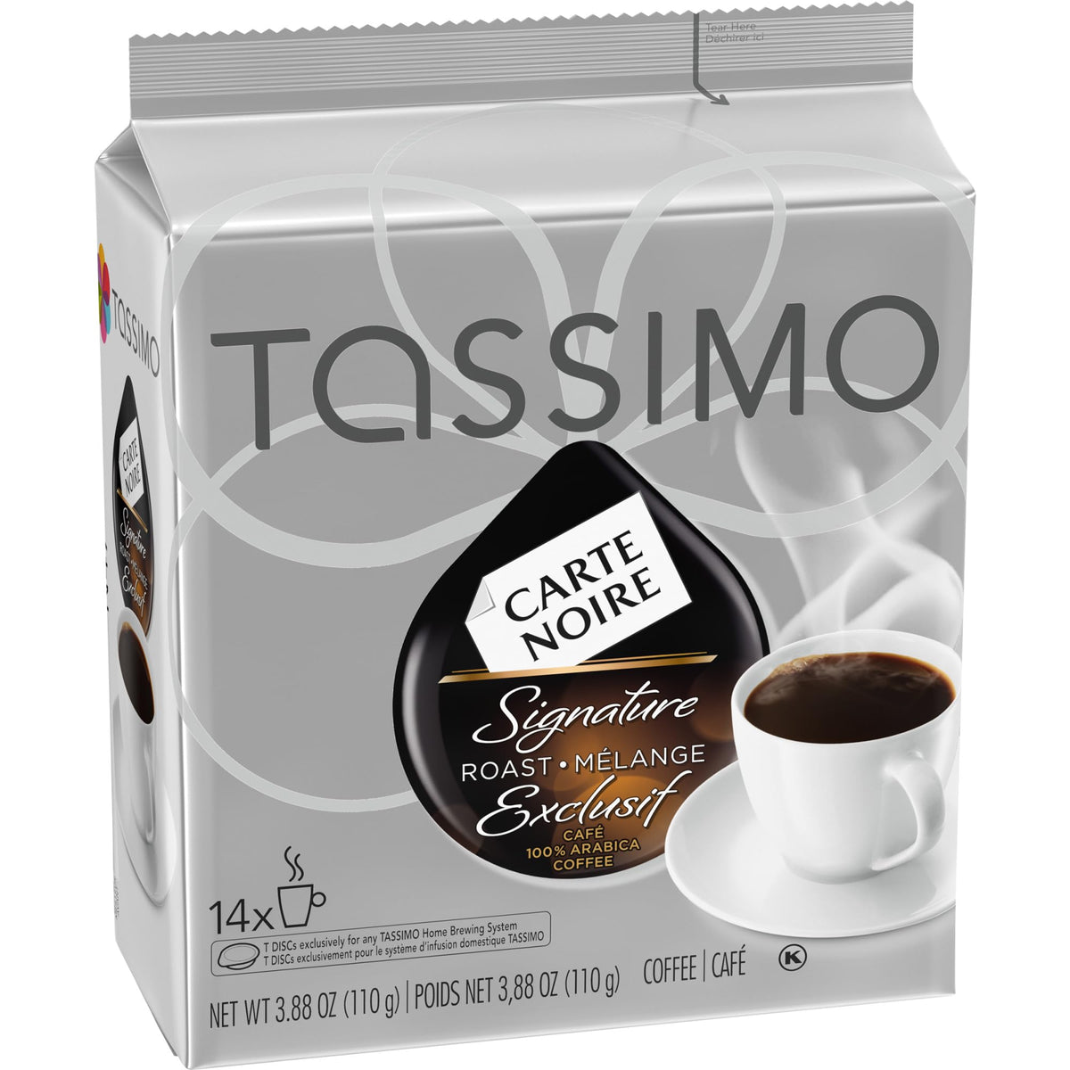 Tassimo Carte Noire Signature Roast kitchen counter setup ready to brew.