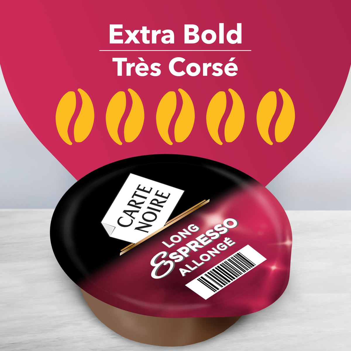 Tassimo Carte Noire Long Espresso cups steaming, highlighting convenient one-touch brewing.