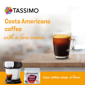 Crema-topped Costa Americano visual emphasizing the signature crema on top
