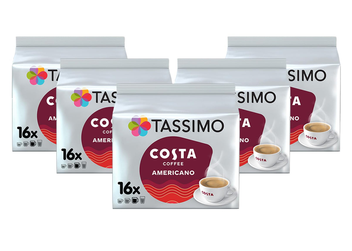 TASSIMO Costa Americano T DISCs front pack view with rich crema appeal