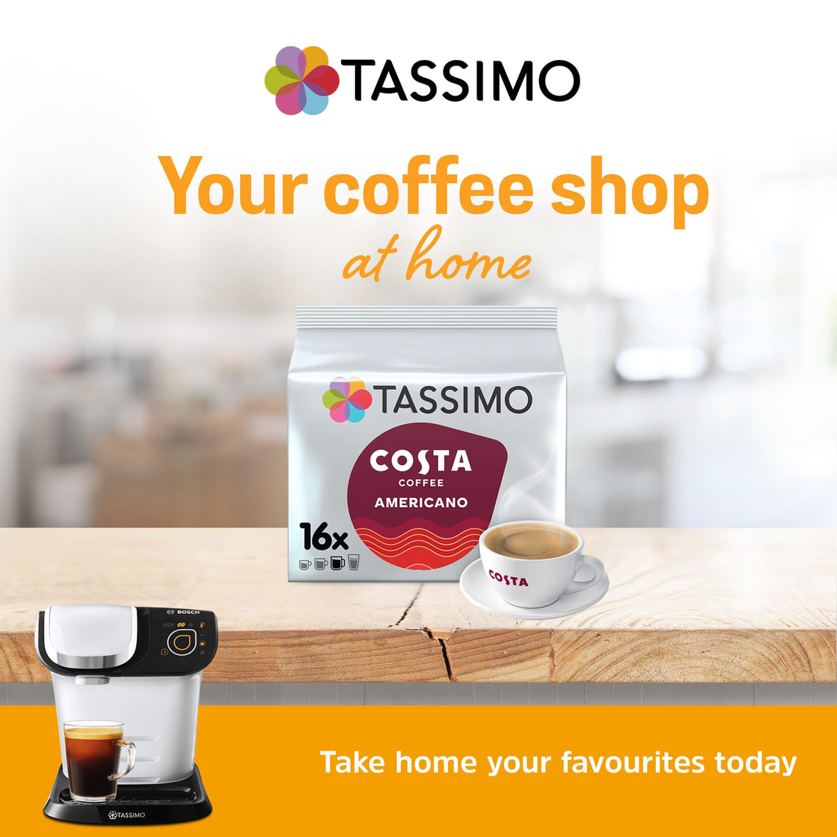 Tassimo Costa Americano T DISCs side view showing compact home packaging