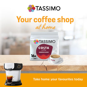 Tassimo Costa Americano T DISCs side view showing compact home packaging
